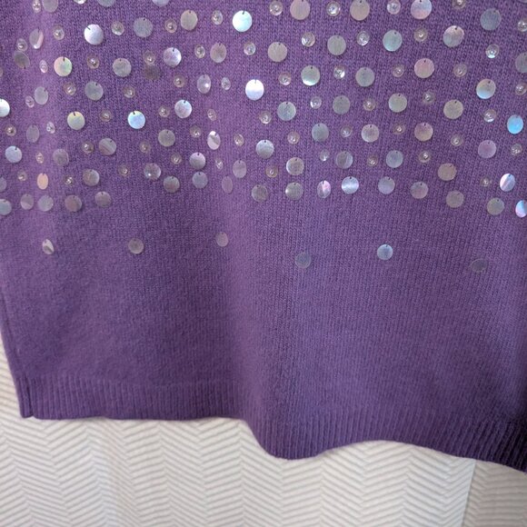 Vintage Jessica Purple Angora Sleeveless Sweater Beaded Sequins Soft Glam Large - Picture 7 of 13
